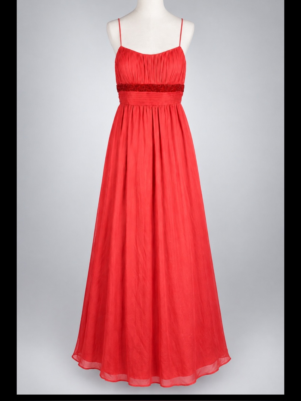 Aqua Dresses Coral Red Beaded Chiffon Formal Maxi Gown Size 12